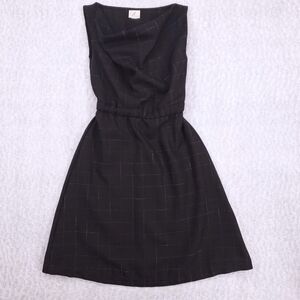 Clair Sleeveless Knee A-line Cowl Neck Dress Sz S Black Colored Windowpane Work